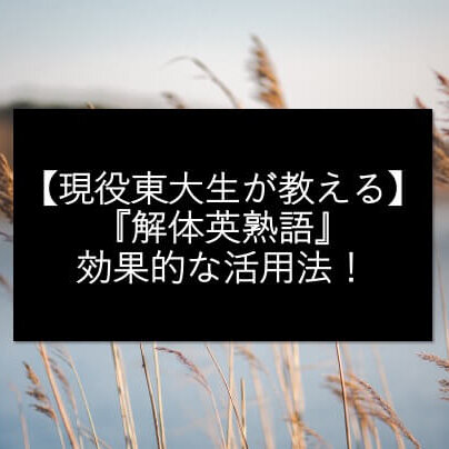 【現役東大生が教える】『解体英熟語』の効果的な活用法！